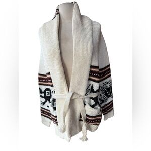 Mexican Vintage Chunky Knit Tie Cardigan. Marilyn Monroe style. M/L
